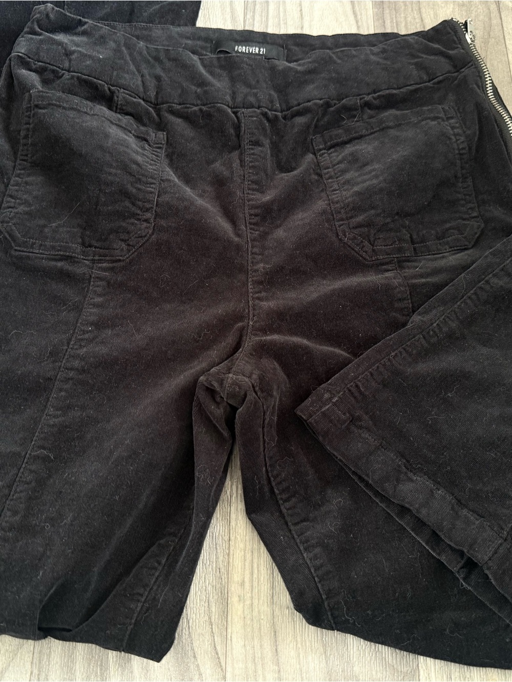 Forever 21 Black Corduroy High-Rise Pants with Patch Pockets